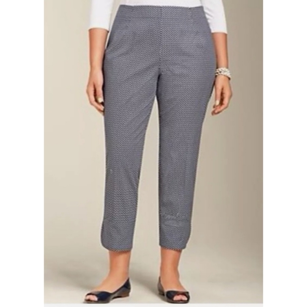 Talbot Nautical Sailboat Print Heritage Cropped Side Zip Pants